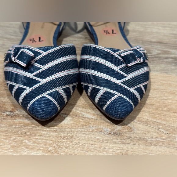 NEW TOMMY HILFILGIER NANCEE D'ORSAY STRIPED CANVAS FLATS SIZE 7.5 - Picture 3 of 13